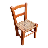 Small chair for children, folk art, wood and straw.