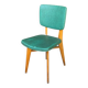 Scandinavian chair in solid wood and green leather, 1960s