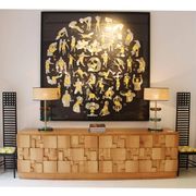 Brutalist Style Oak Handcarved Italian Large Sideboard