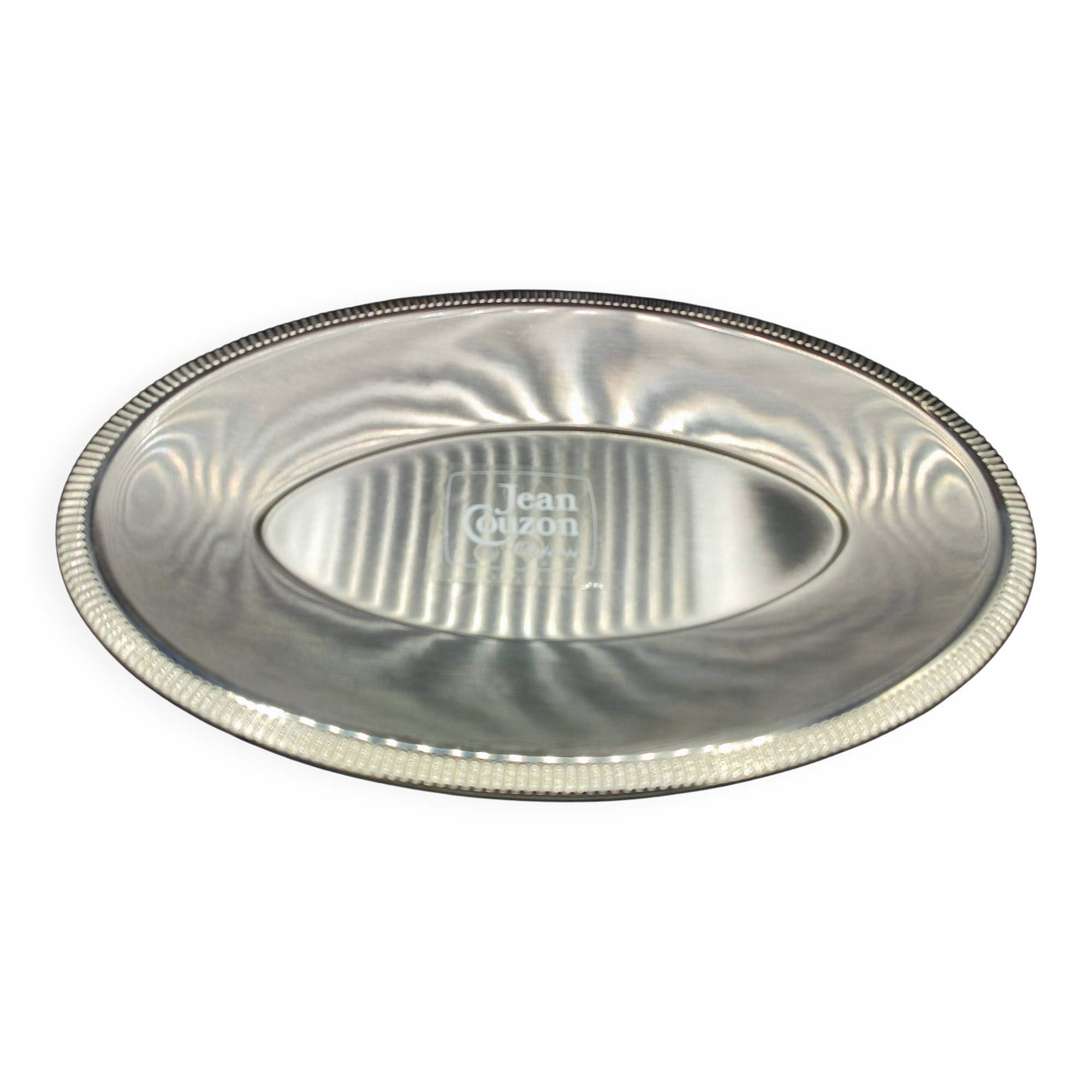 Oval stainless steel serving platter/ Tray by Jean Couzon Goldsmith - New