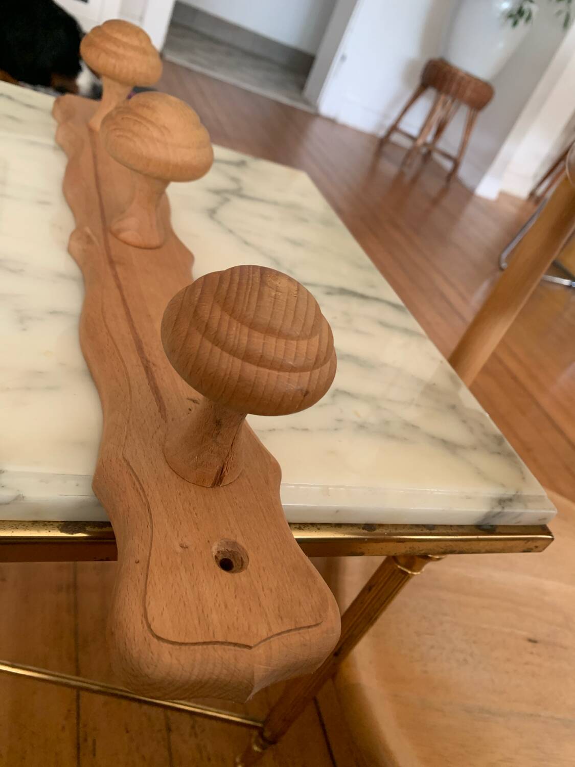 Wooden coat rack with 3 hooks