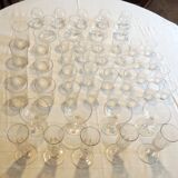 Set of 36 glasses cups baccarat ecaille richelieu + various flutes cuts