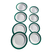 8 plates 4 flat and 4 small dark green Digoin sarreguemines vintage