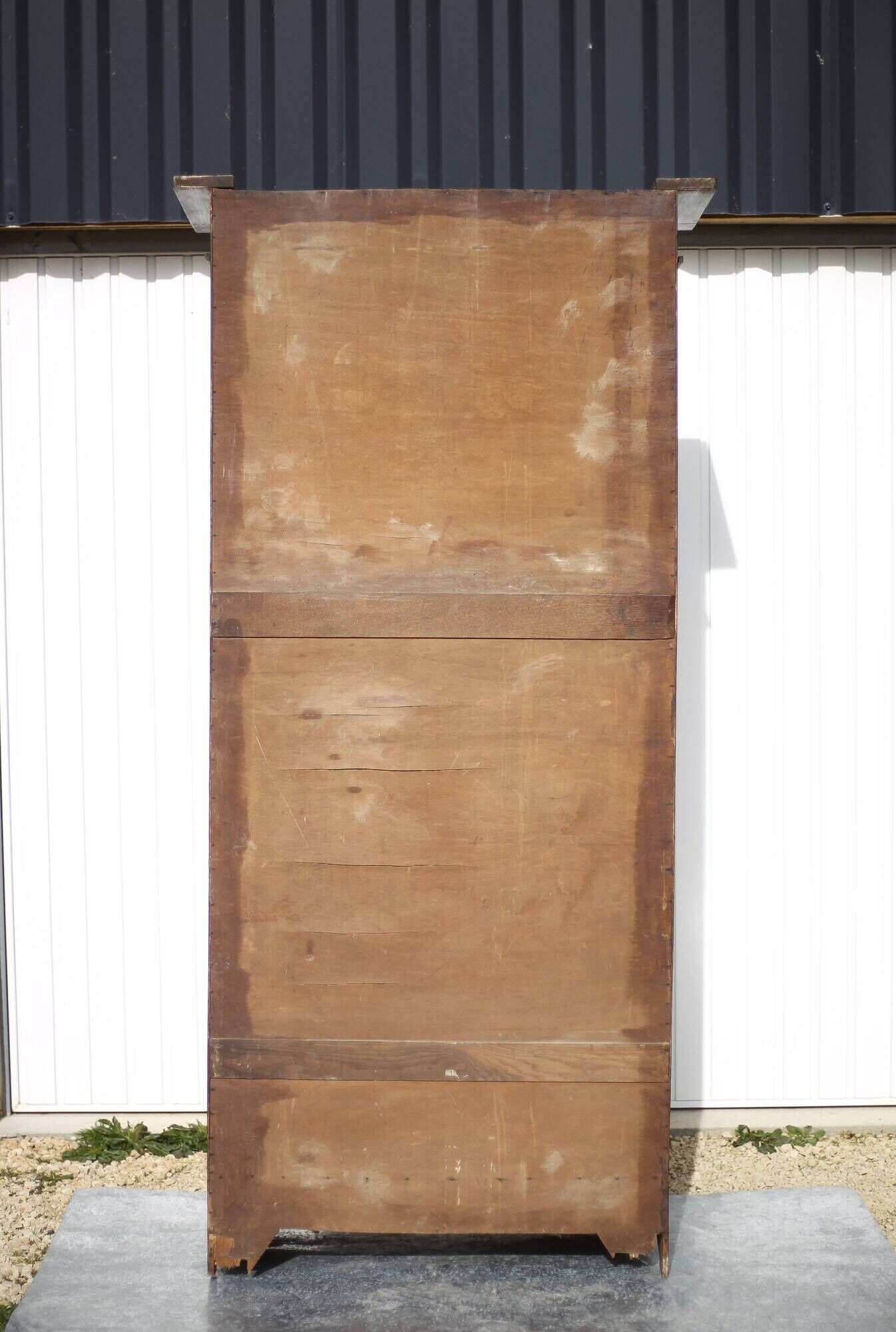Vintage wardrobe, 1-door wooden wardrobe with beveled mirror, hanging wardrobe