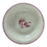 Flat salad bowl Terre de Fer Gien Model Chantecler Red Coq