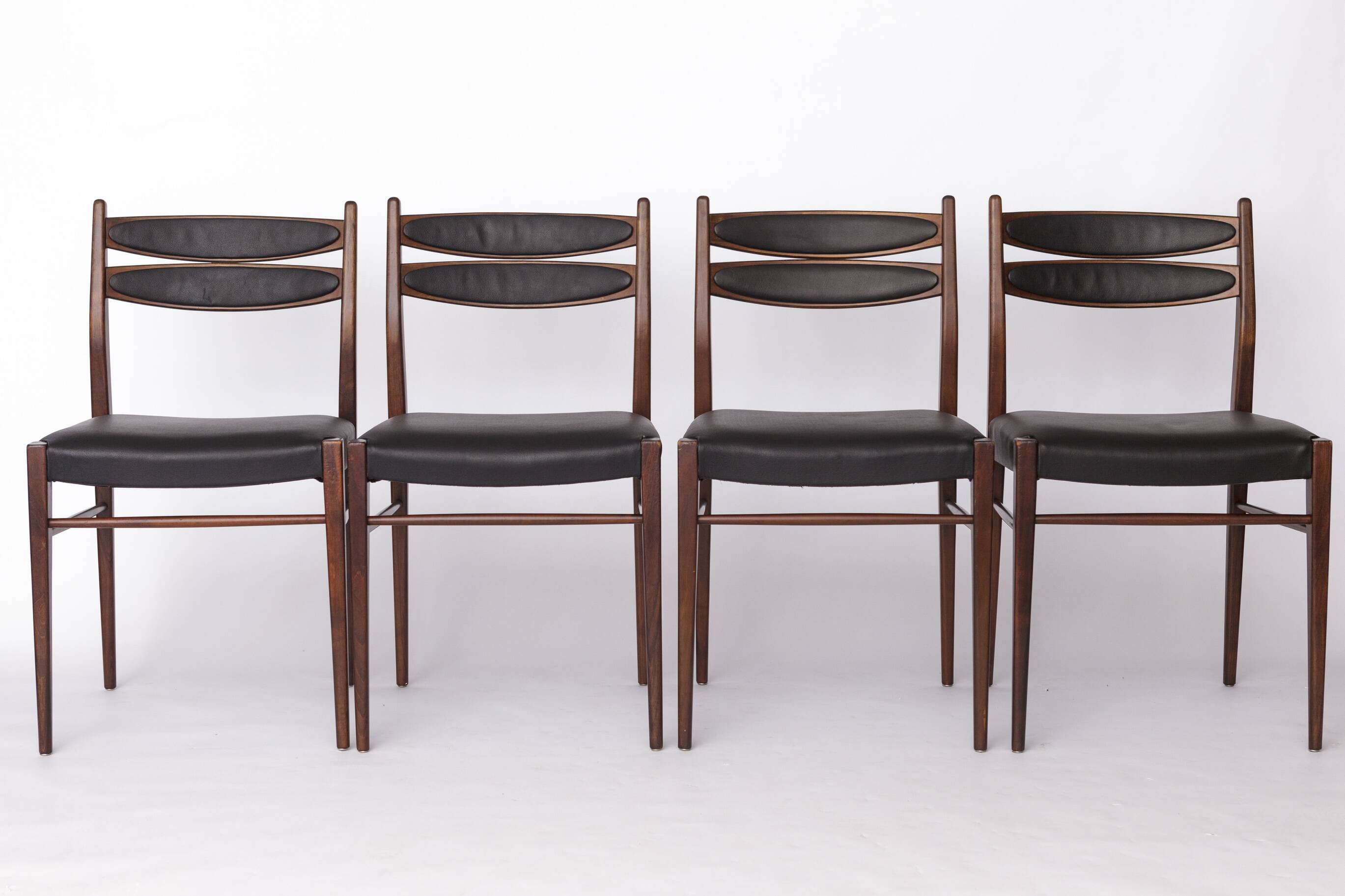 Set of 4 Vintage Teak Dining Chairs, 1960s German Mid-Century Modern, Black
