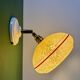 Vintage wall lamp with yellow clichy glass shade and red trim