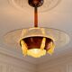 Art Deco pendant light in amber glass and etched glass – Ø 55 cm
