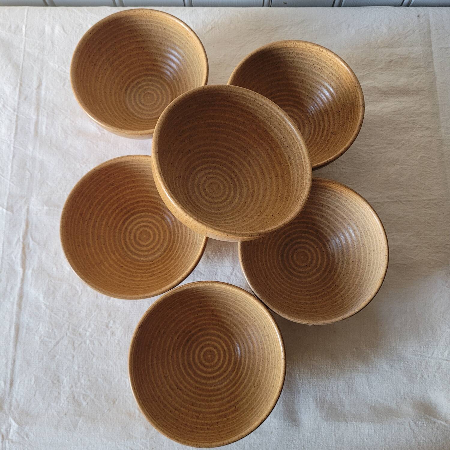 Set of 6 Hand Thrown Stoneware Bowls – Vintage 1970s – Rustic Minimalism