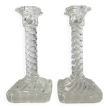 Pair of crystal column candlesticks from the 50s and 60s