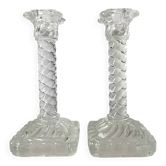 Pair of crystal column candlesticks from the 50s and 60s
