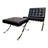 Mid Century Style Barcelona Lounge Chair and Footstool