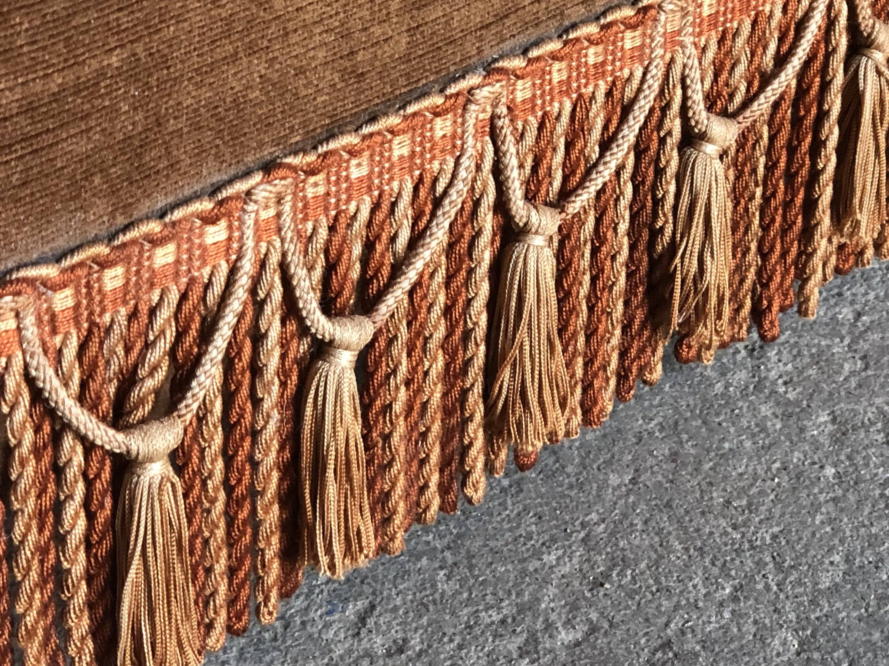 Vintage 3-seater brown velvet sofa - 60s/70s