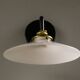 White opaline wall light - brass socket and arm, metal support