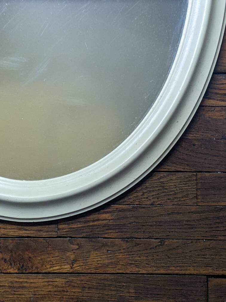 Large oval mirror painted wood Scandinavian decoration countryside flea market slow