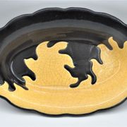 Old dish in enamels from longwy ombre et lumière collection ceramic design