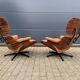 2 x Vitra Eames Lounge Chair XL + Ottoman, Cognac leather & Santos Rosewood