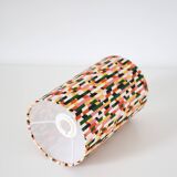 Lampes de chevet, pied bois massif sphère et abat-jour cilindre imprimé