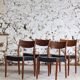 4 Scandinavian Fristho Franeker chairs in teak and skai, 1960.