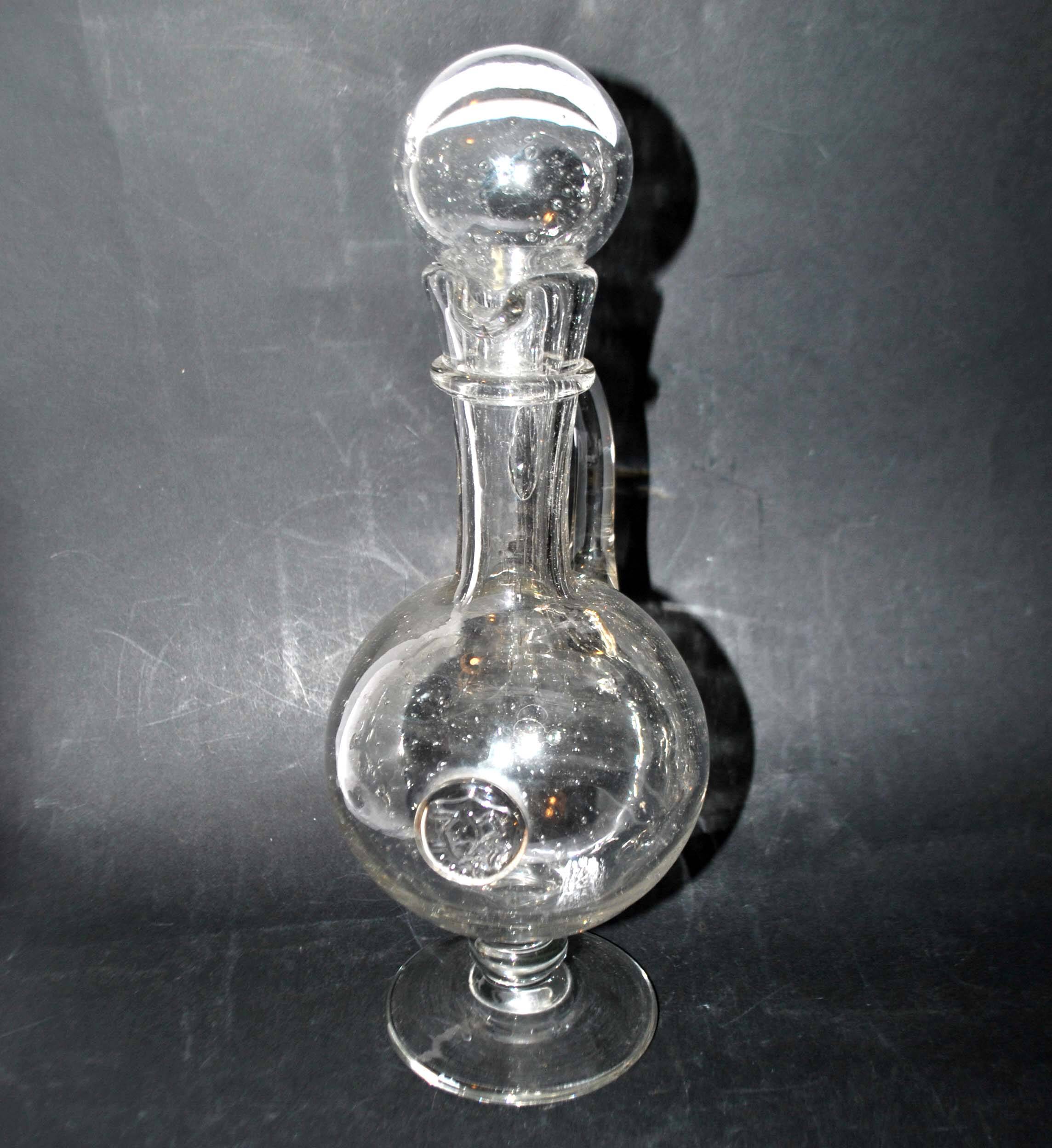 Vintage pitcher carafe in bubble-blown glass from Biot glassworks? H. 34cm