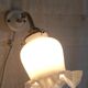 Swan neck wall light in brass, porcelain and opaline - mid 20th century.