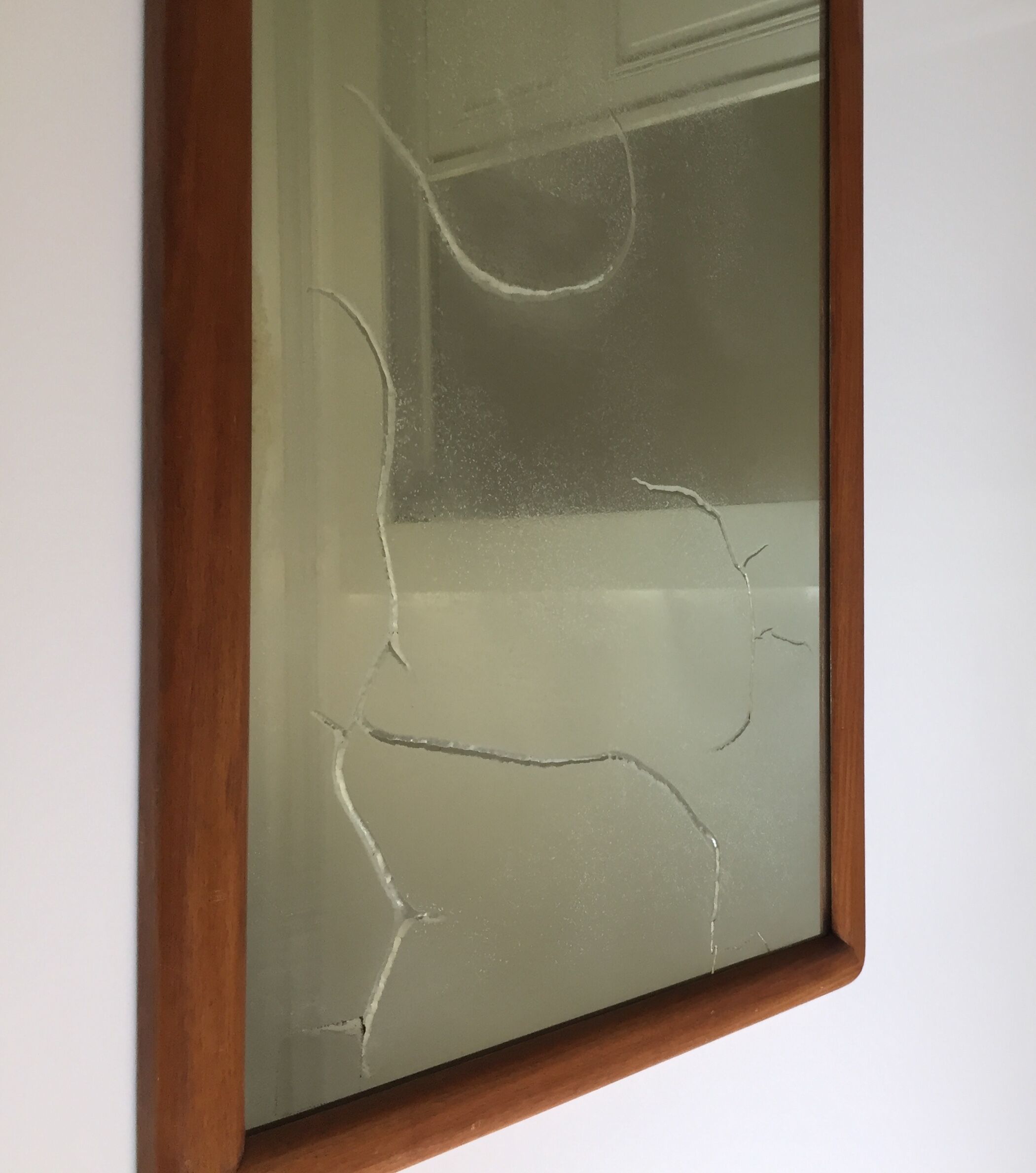 Antique mirror with solid wood frame