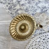 Vintage candle holder in gilded brass - Spiral shell style tray