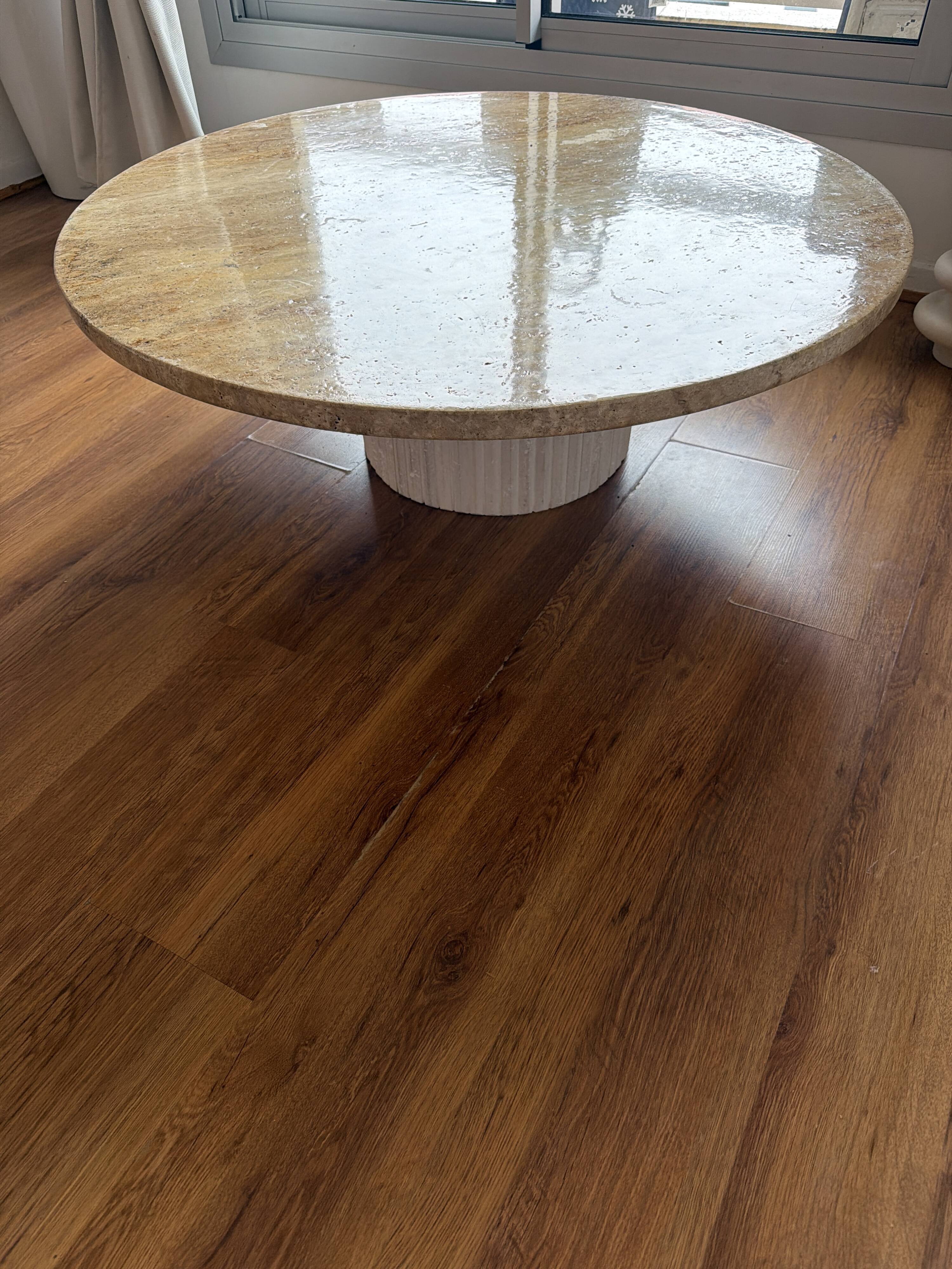 Travertine round table