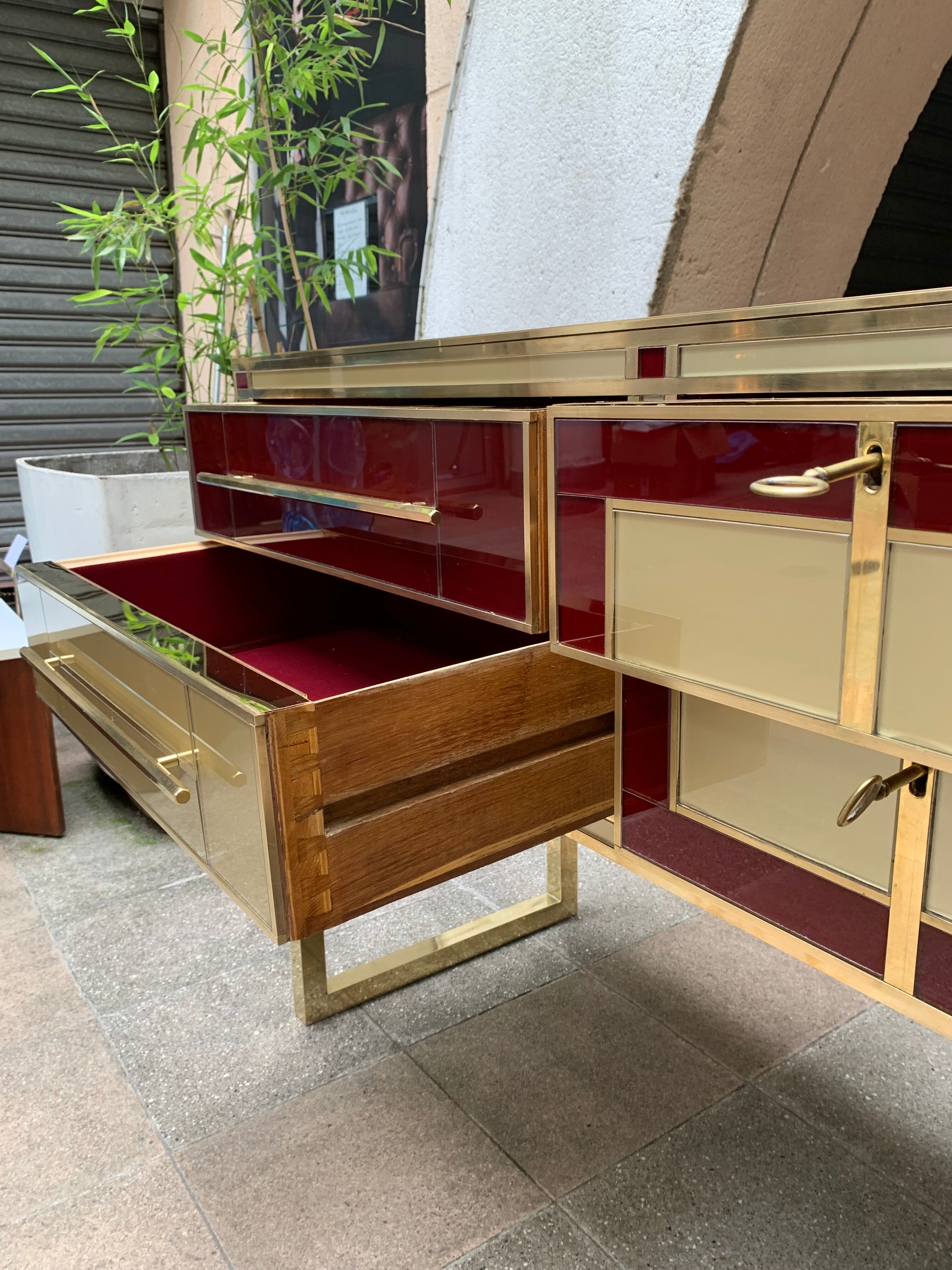 Console/chest of drawers with 6 Murano glass drawers