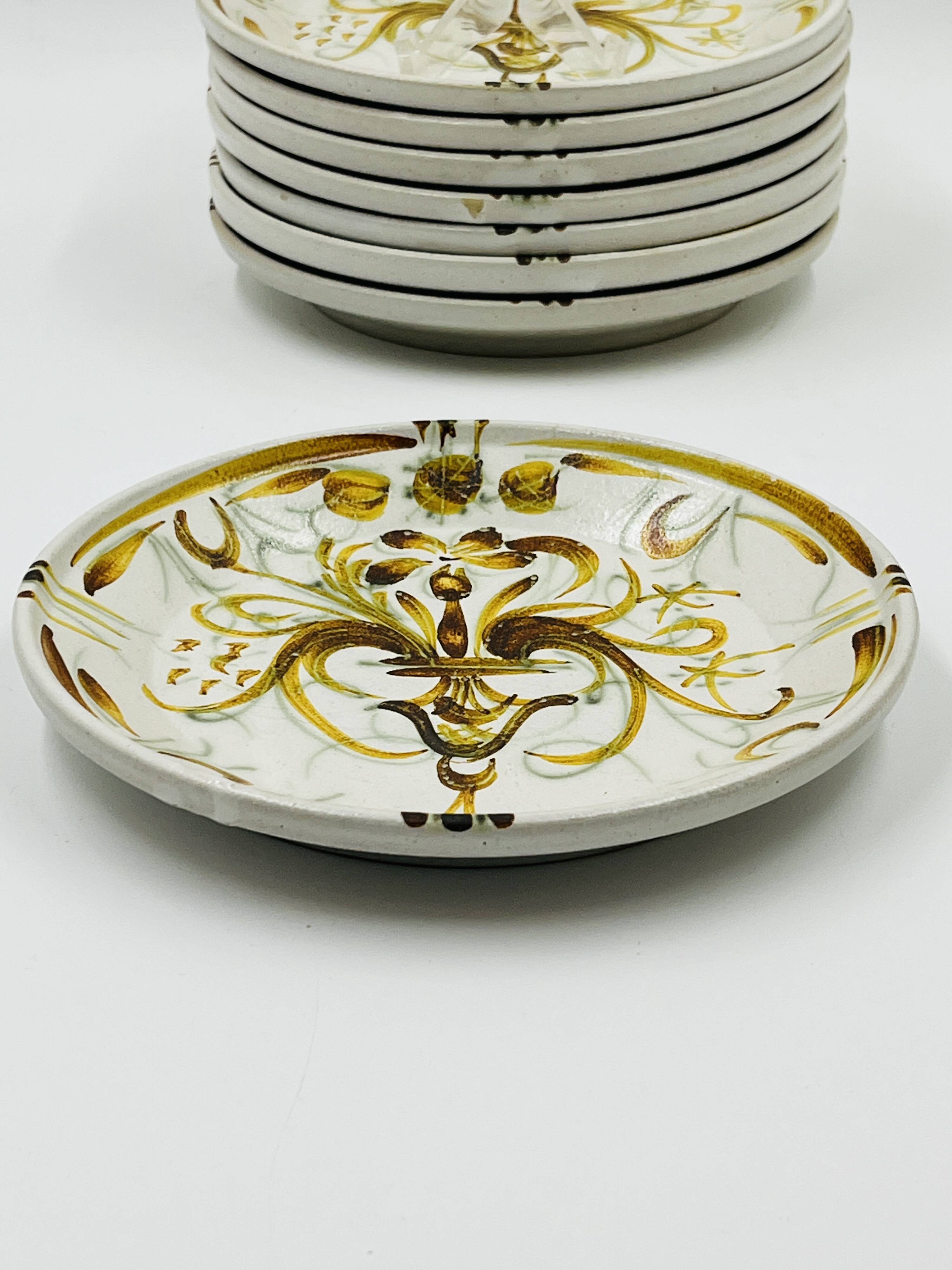 8 Dessert Plates Keraluc Quimper Renaissance 1960