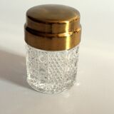 Boîte à cigarettes élégante des années 1960 en verre de cristal avec un couvercle en laiton, vintage