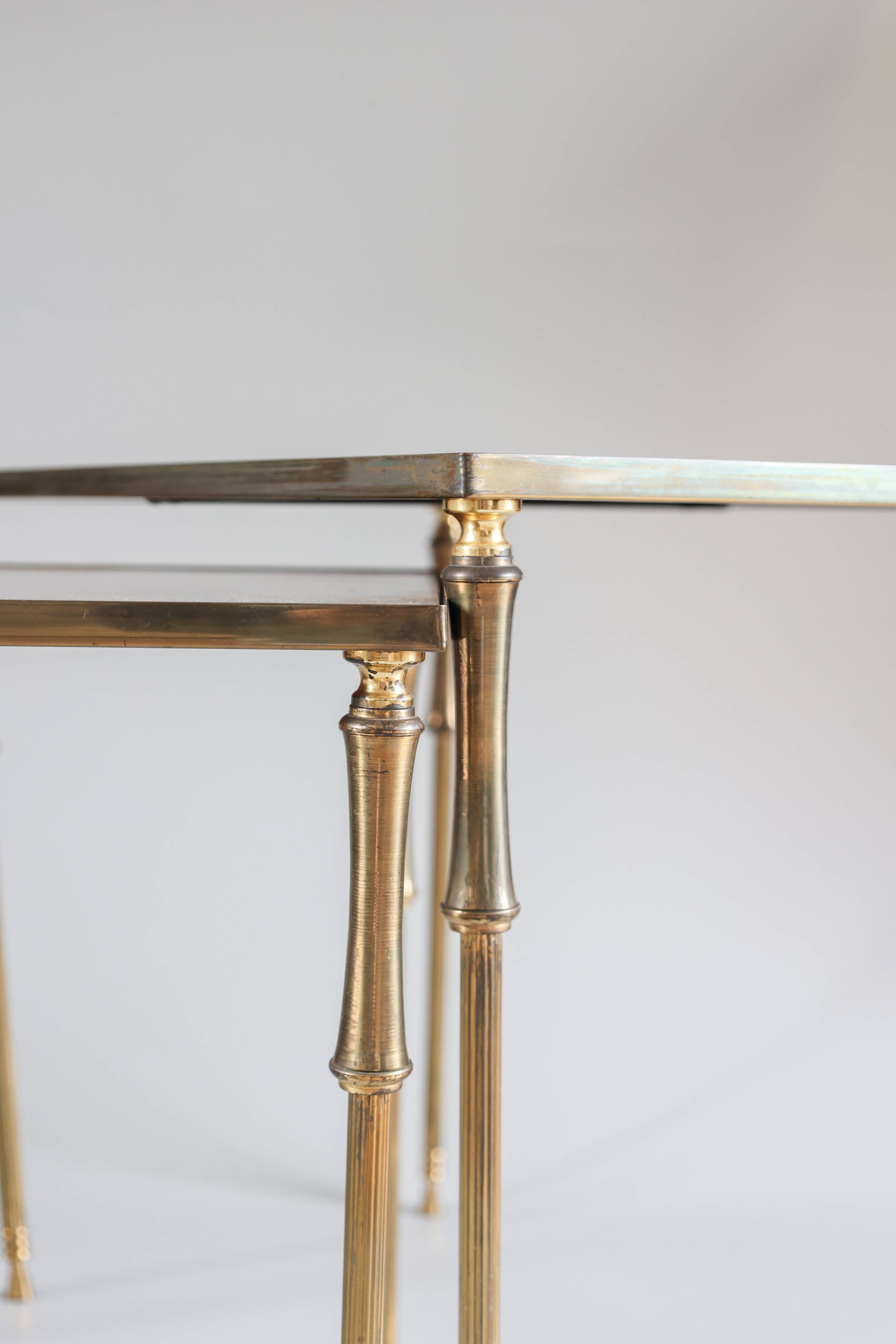 Églomisé glass nesting tables in neoclassical style, Belgium, 1960s