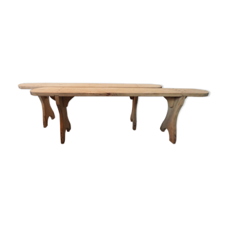 A pair of farm benches