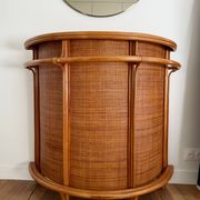 Vintage bar cabinet in rattan and woven cane – 1970s
