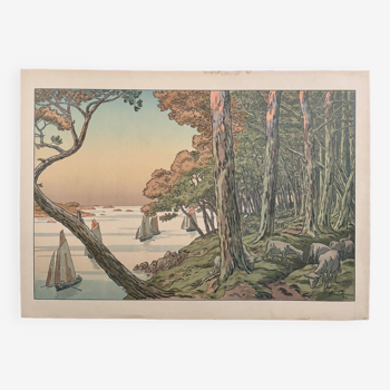 Lithograph by Henri Rivière Summer evening