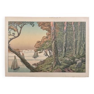 Lithograph by Henri Rivière Summer evening