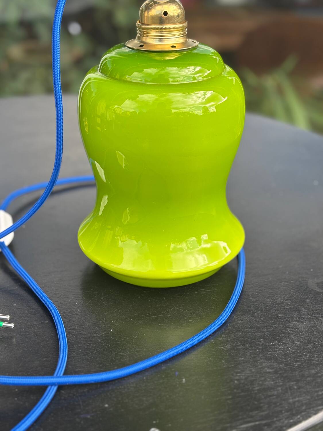 Vintage green opaline portable lamp