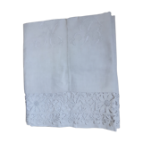 linen sheet in ab monogrammed Richelieu embroidery