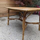 Table en rotin des années 50