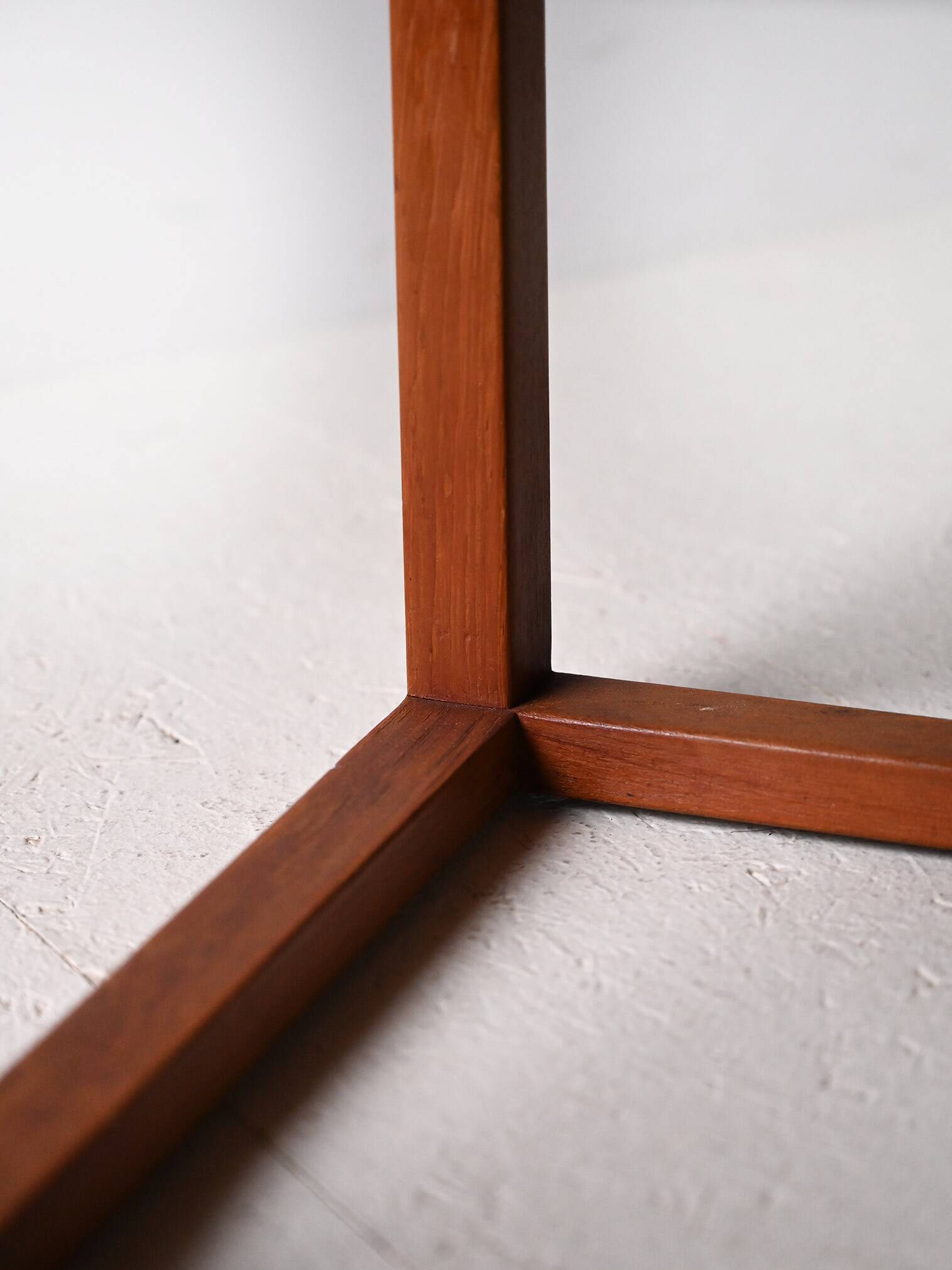 Scandinavian teak stool from the 60s – Faux leather seat