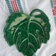 Green enameled ceramic leaf dish, slip, Lunetta vallauris stamps, vintage