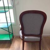 Voltaire armchair in walnut reupholstered