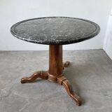 Empire walnut and marble pedestal table, late 19th century