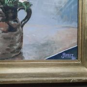 Old painting representing a bouquet of anemones