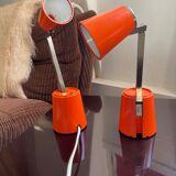 Pair of orange Lampette lamps