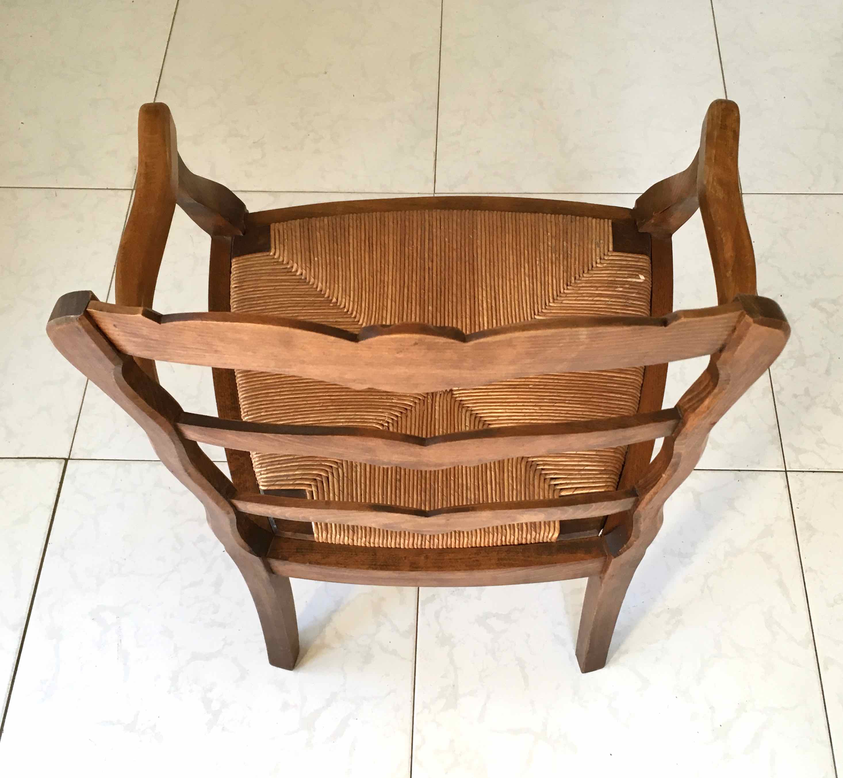 Fauteuil paillé provençal style Louis XV