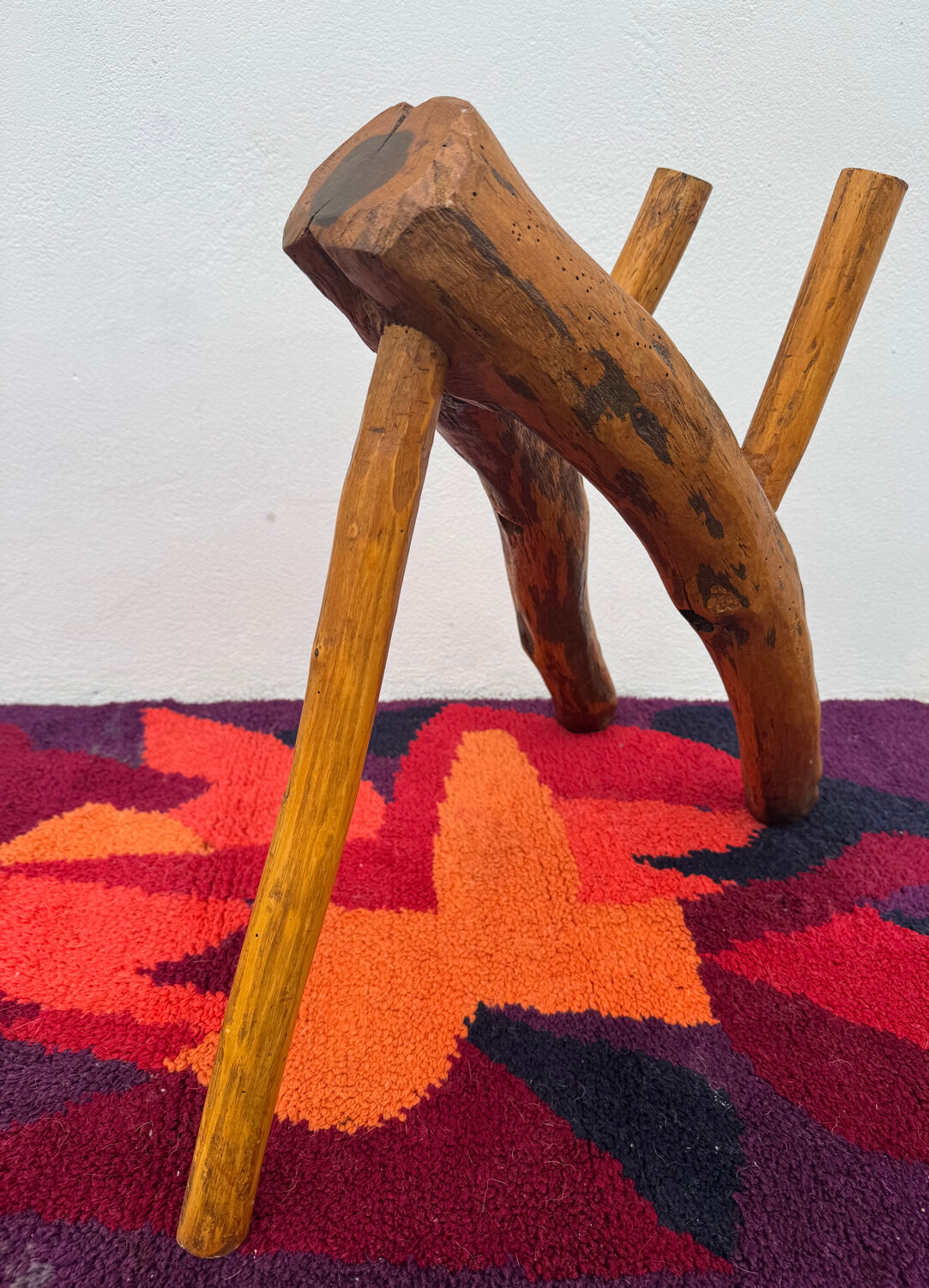 Brutalist style wooden magazine rack from the 1960s