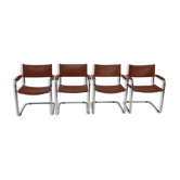 Set of 4 Bauhaus cantilever chairs cognac leather and chrome Design
