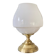 Antique white opaline glass globe table lamp with a brass base.