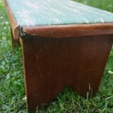 wooden stool on top skaï, vintage